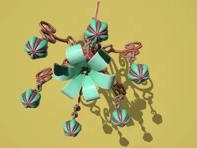 Fantasy flower chandelier Low-poly 3D model