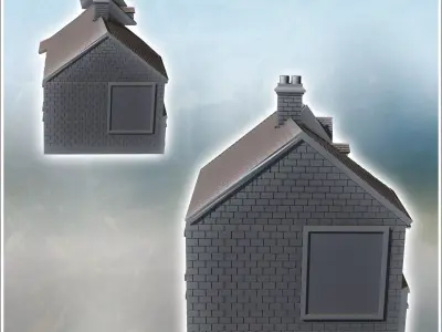 Set of four modern buildings with French bakery and ground-floor 3D print model