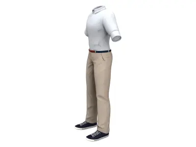 Men Formal Shirt And Chino Pants Full Outfit Low-poly 3D model