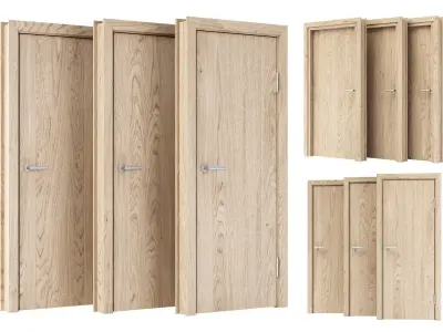 Wooden Door Set V10  3D model