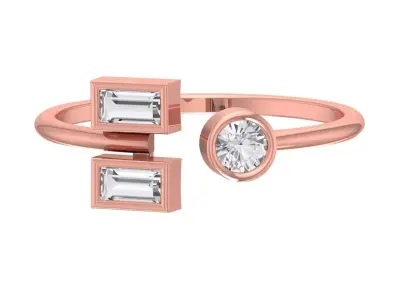 Three Stone Light Weight Band Ring 3D print model 10