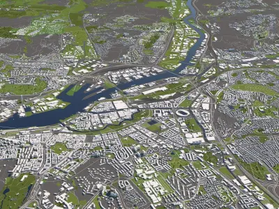 Gothenburg Sweden 50x50km 3D City Map 3D model