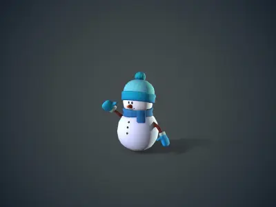 Cute Snowman  Low-poly 3D model