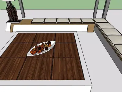 Outdoor Lounge Seating Area with Pergola  3D Sketchup Model 3D model