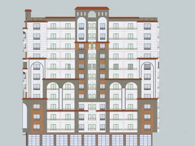 Modern Mediterranean-Style Residential Building 3D Model 3D model