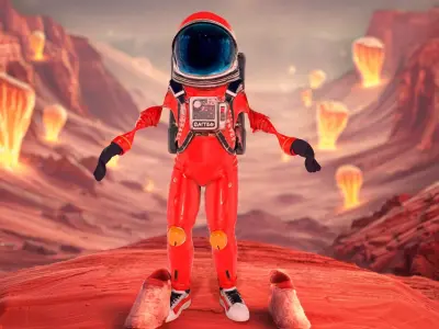 Red Astronaut Suit model pack Low-poly 3D model