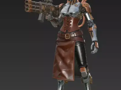 Steampunk Warrior in Monochrome 3D model