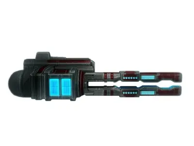 Railgun cannon sci-fi low poly Animated Low-poly 3D model