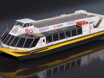 River Sightseeing Cruise Boat Mockup 