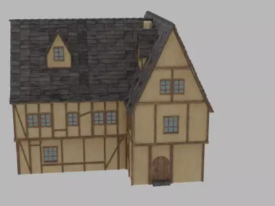 Medieval house Low-poly 3D model 44