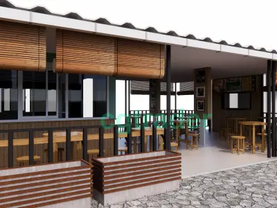 Container cafe restaurant interior design 3d model 3D model