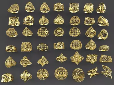 42 NEW RINGS HIGHT QUALITY READY TO PRINT JEWELLERY  3D print model