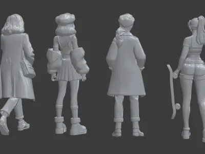 Street Style Girls Figure 3D print model