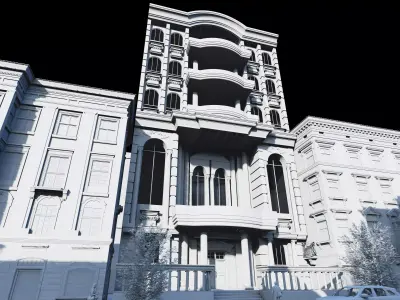 Classic stone facade-Building Classic Facade Element 3D model 10