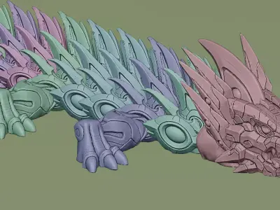 Flexi SciFi Mecha Dragon Highly Detailed Print in Place Edition 3D print model