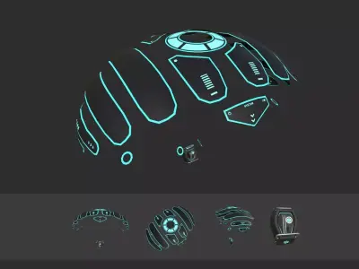 Scifi Parachute A09 Projection  - Character Accessories Design Low-poly 3D model