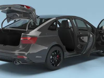  Urban Sport Sedan Vehicle Black Rigged for Cinema 4D 