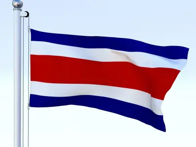 Animated Costa Rica Flag Low-poly 3D model