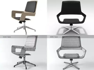 T1 four different office chairs 3D model