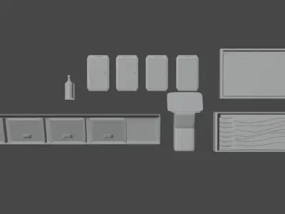 Space Station Items and low poly option Low-poly 3D model