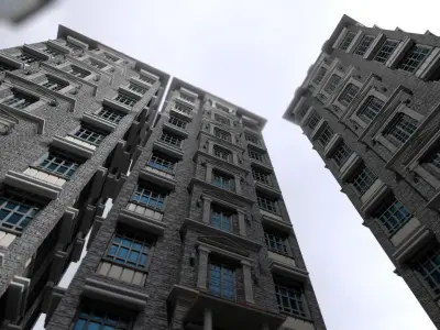 Apartment Building 3D model Low-poly 3D model