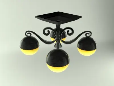 Chandelier three light ceiling fixture 3D model
