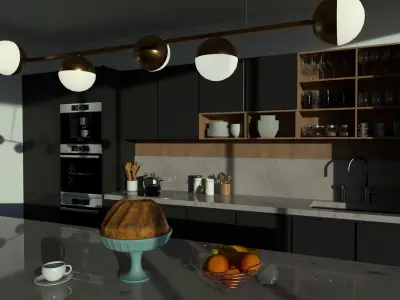modern minilal kitchen chic and elegant designe  3D model