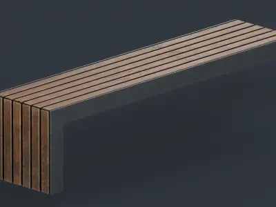 Modern Outdoor Bench 15 PBR Game Ready Low-poly 3D model