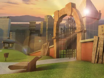 Cartoon city country city scene 3D model