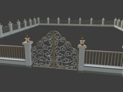 Gate and wall 3d model 3D model