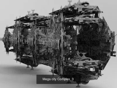 Sci-Fi collection Mega city ship collection 1 3D Model Pack