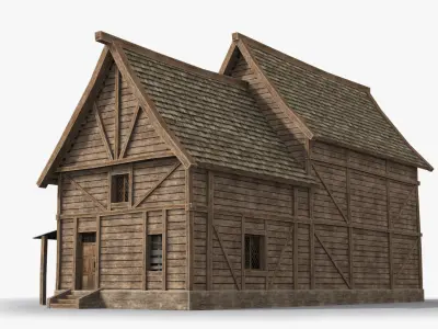 Medieval house x10 Low-poly 3D model