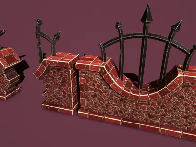 Fantasy wall 3 Low-poly 3D model