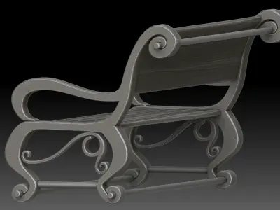 Stylized bench 3D model