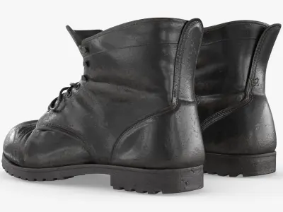  Leather Combat Vintage Boots Black Used 