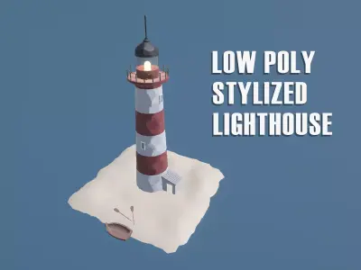 Stylized Lighthouse Low-poly 3D model