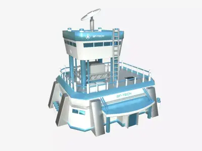 SciFi Facility B01 White Blue - Sci Fi Exterior Design Low-poly 3D model