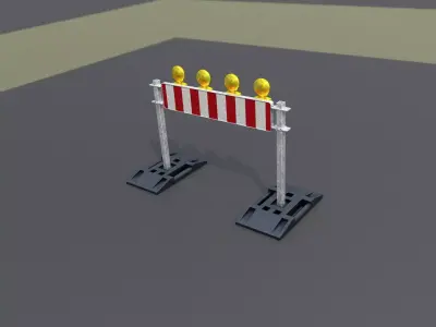 Construction Barrier 5 with warning lights 600-33 250x1200mm Low-poly 3D model