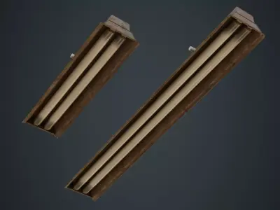 Fluorescent Bulb 1D Low-poly 3D model