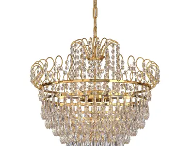  Gold-Plated and Faceted Crystal Chandelier from Rejmyre 3D model