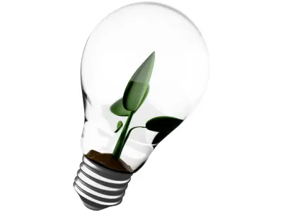 3d tree Growing in an Energy Efficient Light Bulb icon 3D model