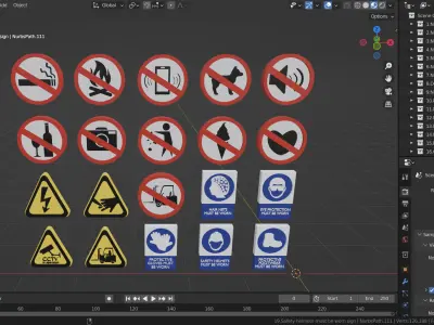 Road sign or Traffic sign 3D icon flat design collection no 5 Low-poly 3D model