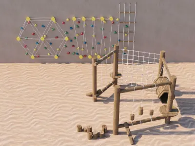 Outdoor Playground Climbing Set for Kids 3D Model 3D model