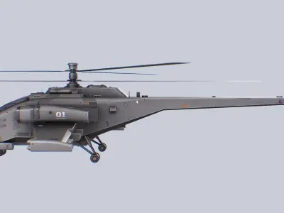 Scifi Helicopter Low-poly 3D model by Anima-Z