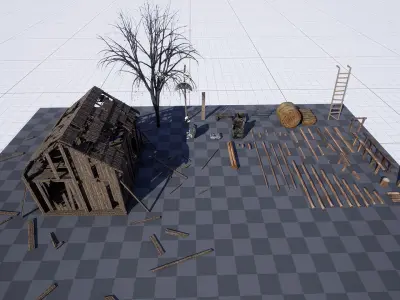 Wooden Shack  250 Assets Low-poly 3D model