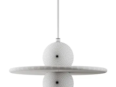 Wood Minimalist Plate Pendant Ceiling Light 3D model