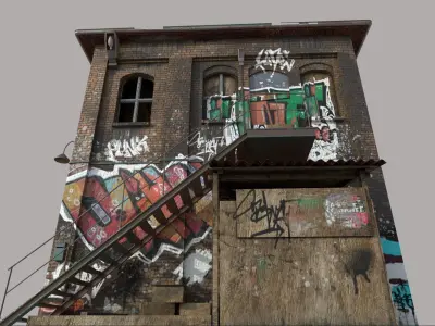 Abandoned House With Graffiti 3D model