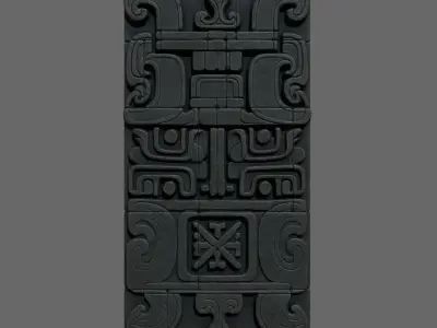 High poly Black Mayan Temple Wall 230731 3D model