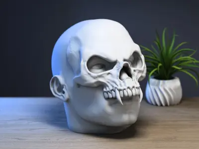 Human with skull mask Headphone Stand 3D print model