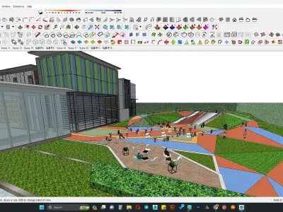 Hotel office building glass facade  3D model